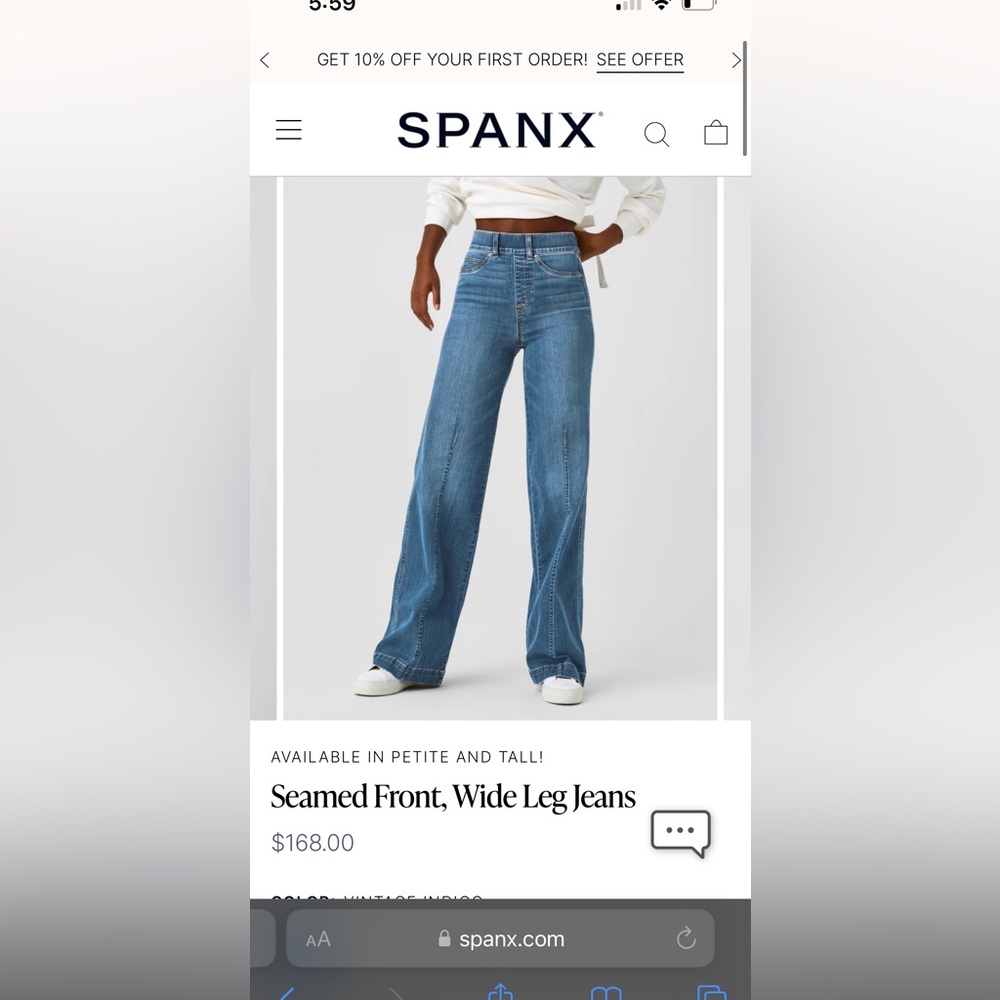 NWT Spanx Wide Leg Jeans Petite
